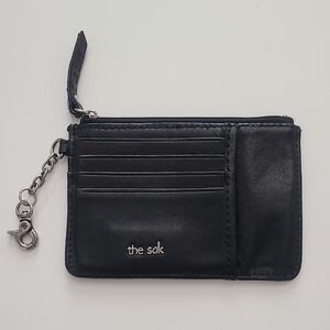 The Sak Women Wallet Black Leather Card Holder Key Chain Zipper
